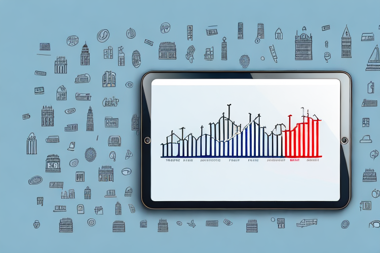 A digital tablet displaying a graph showing the fluctuations of product prices