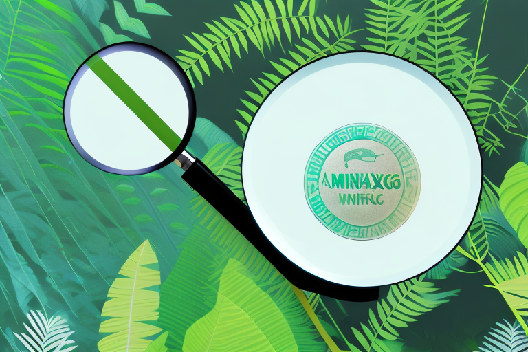 A magnifying glass scanning over a stylized amazon rainforest