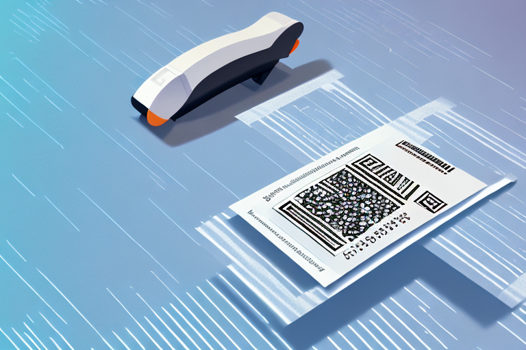 A high-quality barcode scanner alongside a stack of amazon fba boxes