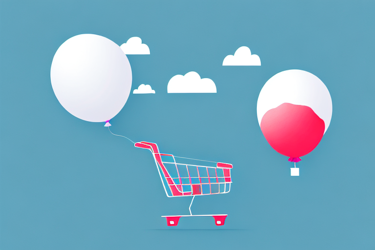 A helium balloon attached to a shopping cart