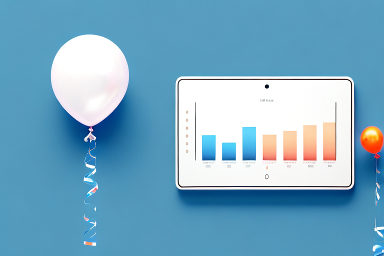 A digital tablet displaying charts and graphs representing increased sales