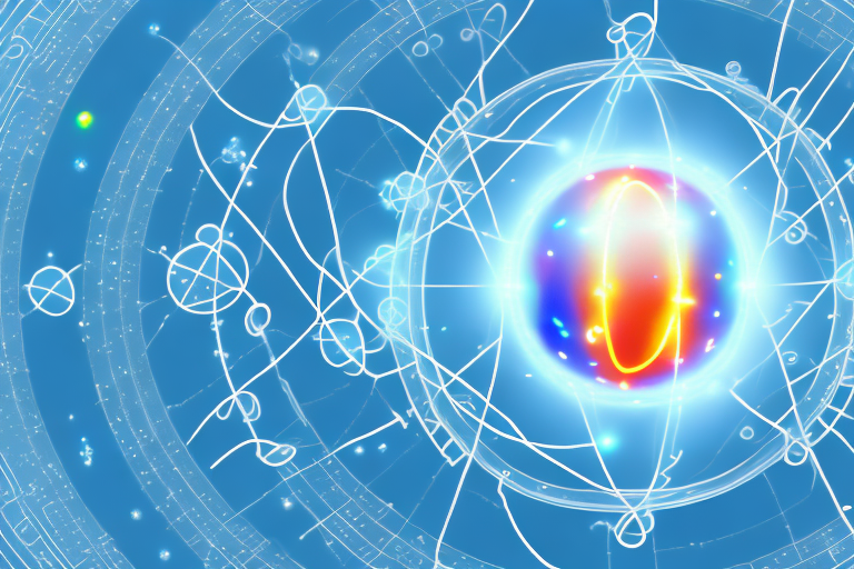 A helium 19 atom with its 19 electrons orbiting around the nucleus