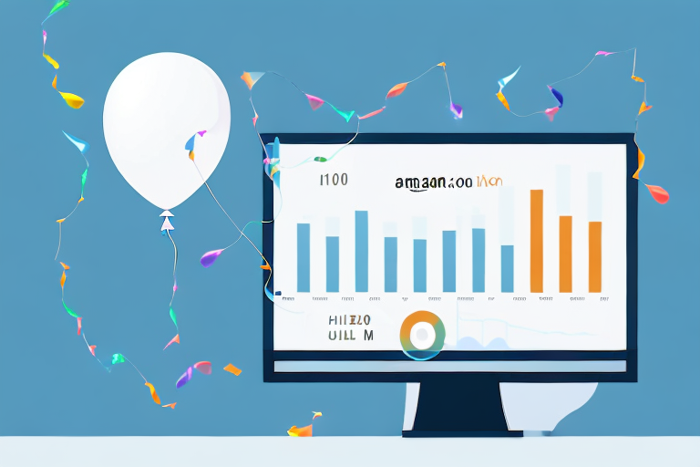 A computer monitor displaying graphs and charts related to amazon sales data