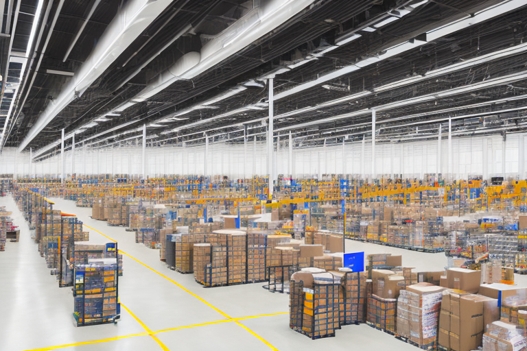 The interior of the dtw1 amazon fulfillment center