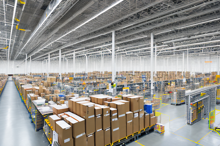 The interior of an amazon fulfillment center