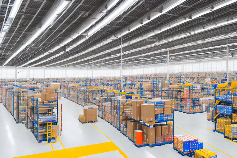 The expansive interior of the dca6 amazon fulfillment center