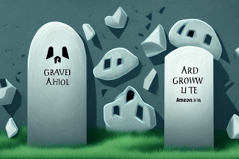 An amazon box on a gravestone