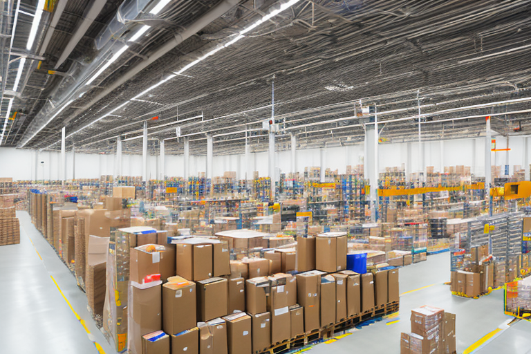 The interior of an amazon fulfillment center