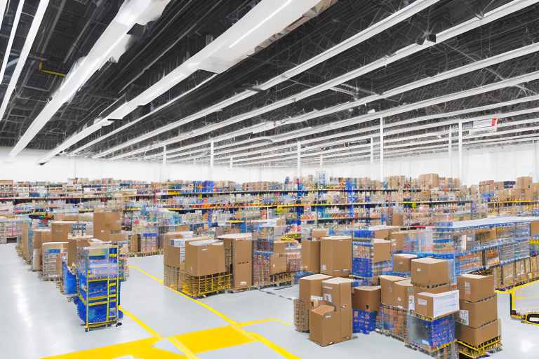 The interior of the alb1 amazon fulfillment center