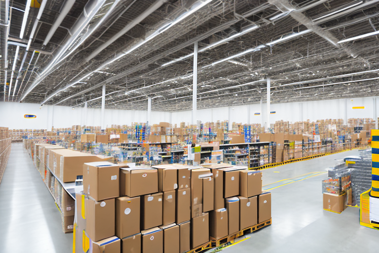 The interior of an amazon fulfillment center