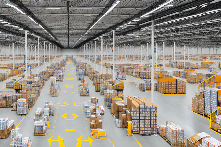 The vast interior of amazon fulfillment center sat4