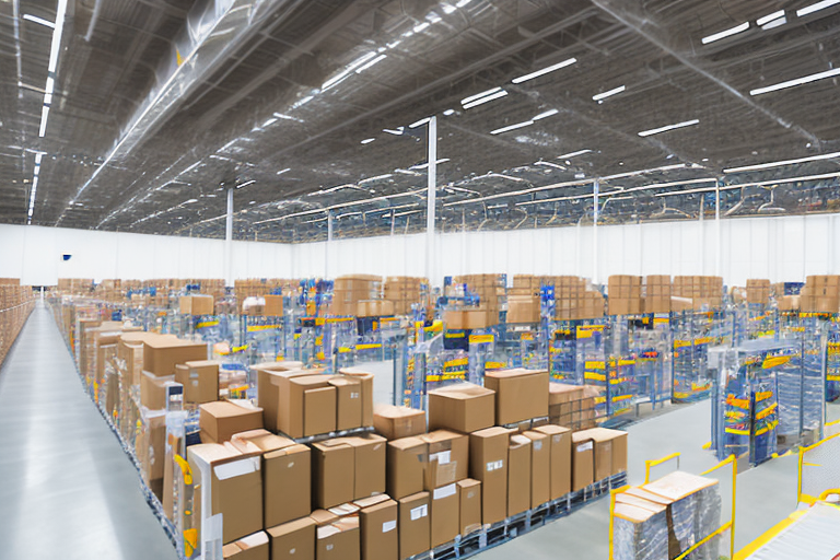 The interior of an amazon fulfillment center