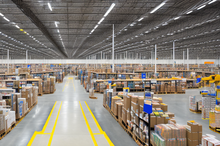 The vast interior of an amazon warehouse in fayetteville