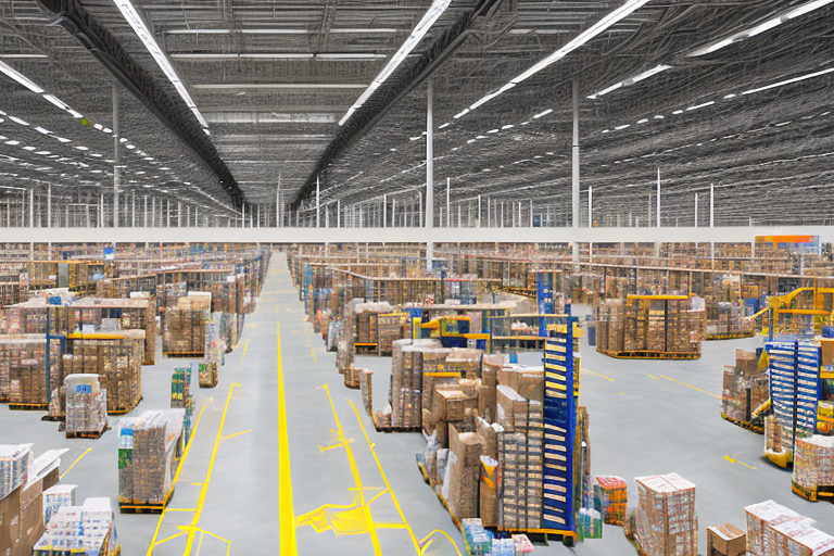 The expansive interior of an amazon warehouse in atlanta