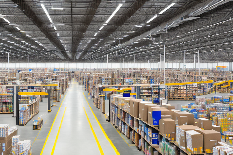 The expansive interior of an amazon warehouse in fort worth