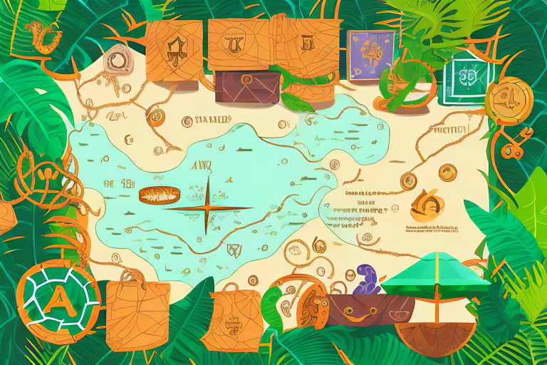 An amazon jungle-themed treasure map