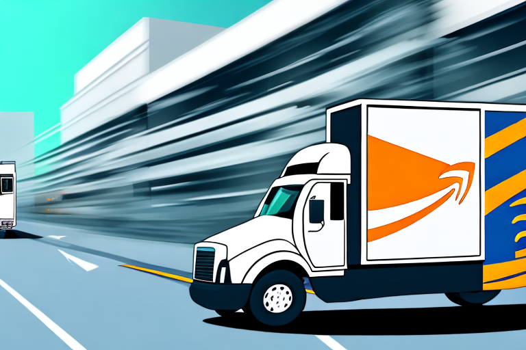 A fast-moving delivery truck with amazon boxes inside