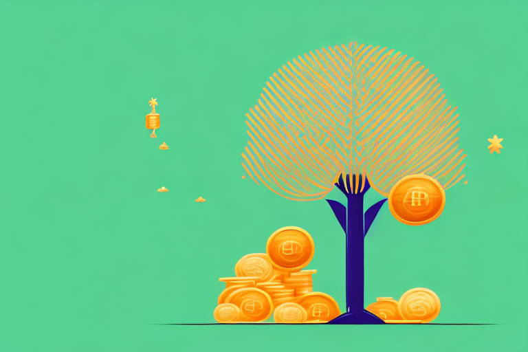 A golden money tree with amazon boxes as fruits