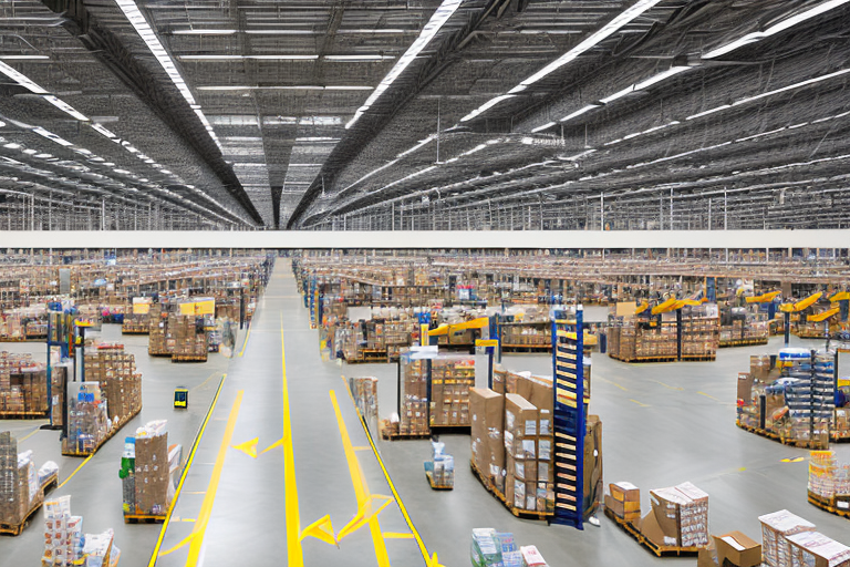 The vast interior of an amazon warehouse in richmond