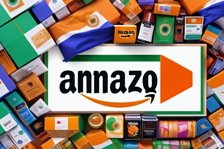 An amazon delivery box with the indian flag colors