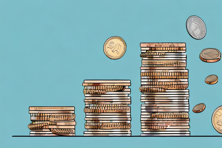 A stack of coins gradually increasing in size