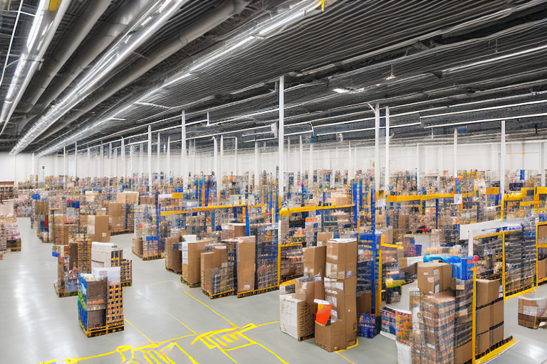 The expansive interior of an amazon warehouse in kent