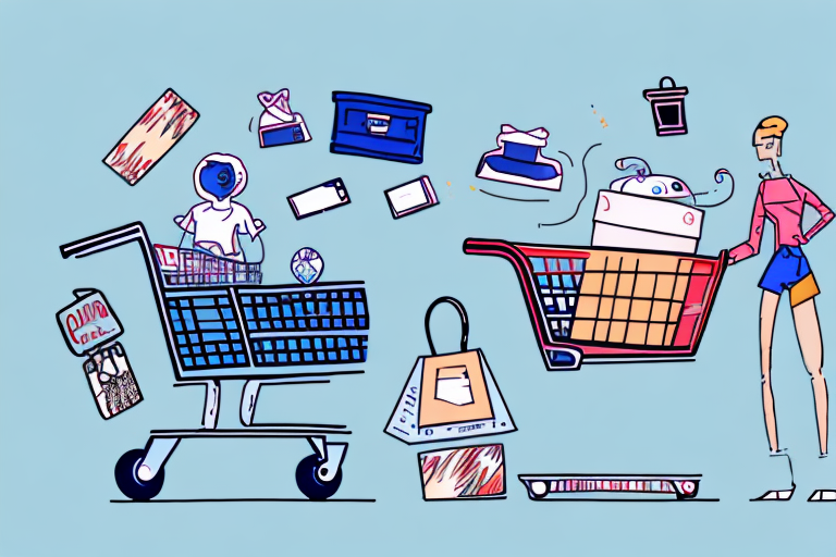 A pile of various types of clothing with a computer mouse and a shopping cart to symbolize online selling on amazon