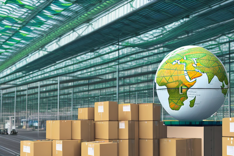 A warehouse with packages on conveyor belts