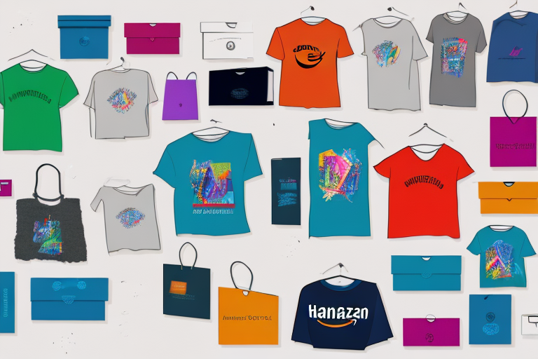 A variety of colorful t-shirts displayed on hangers