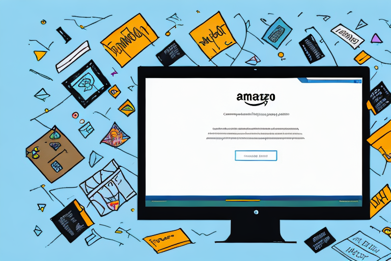 A computer screen showing the amazon website interface with a highlighted path leading to the message center