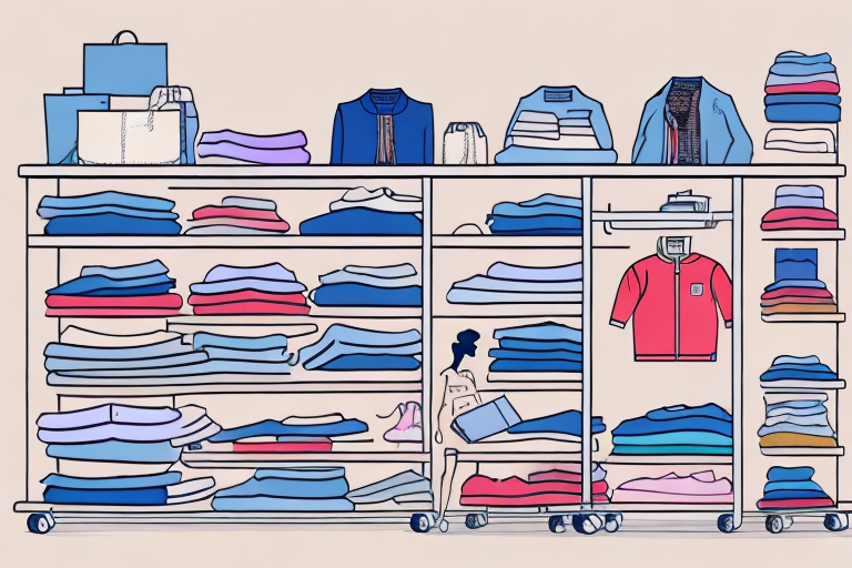 Various types of clothing neatly arranged on a virtual shelf