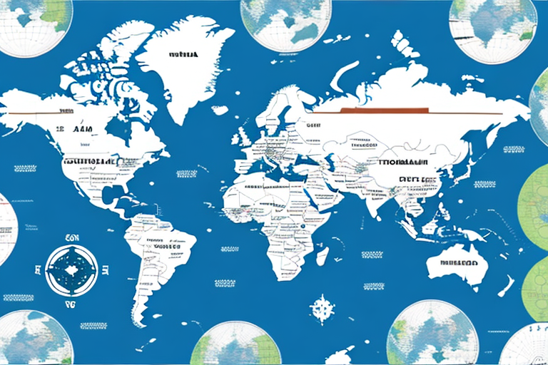 A global map connected by various shipping routes