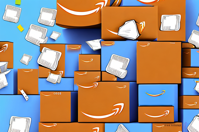 A diverse array of amazon product boxes stacked up to form a bar graph
