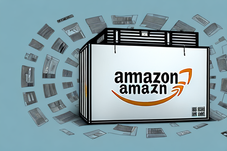 A giant amazon delivery box transforming into various digital content elements such as a book