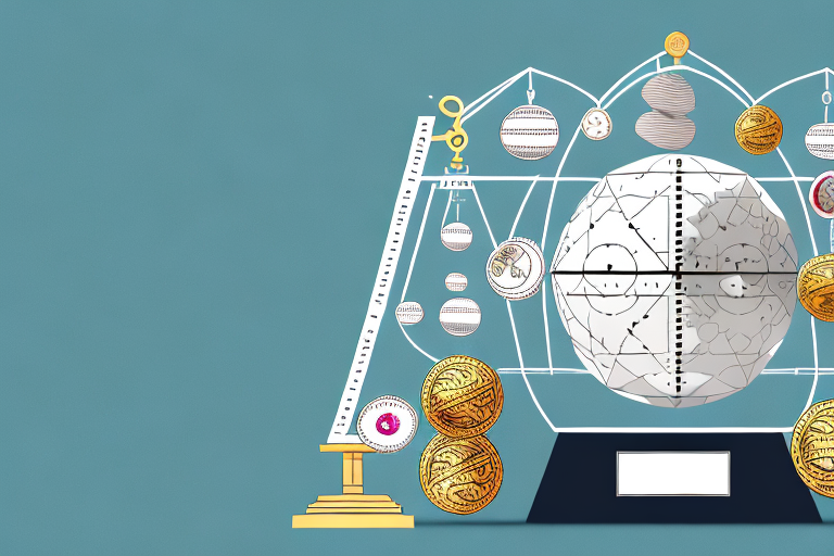 A balanced scale with a box on one side representing goods for sale and on the other side