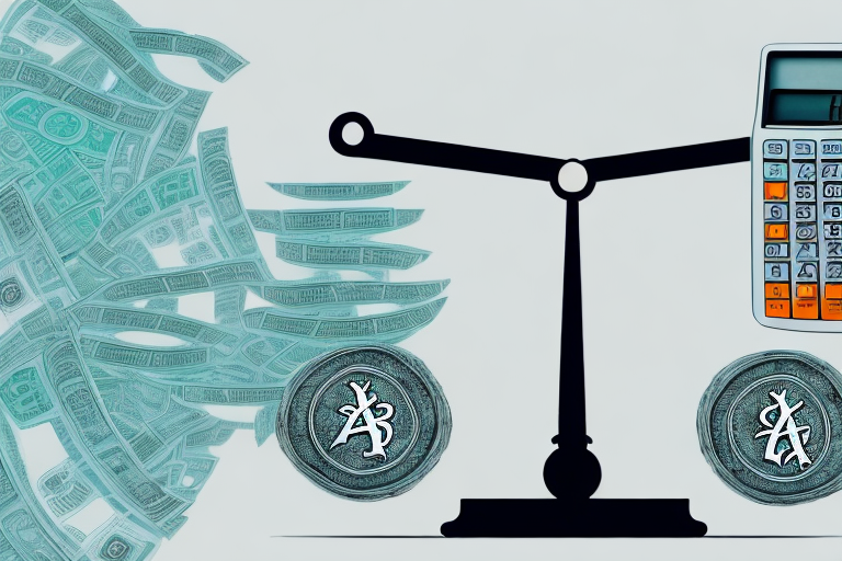 A balanced scale with amazon's logo on one side and various symbols of costs such as dollar signs