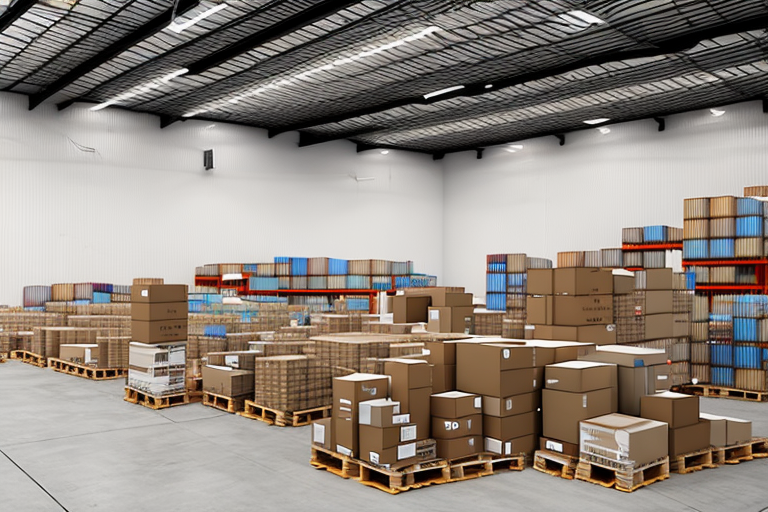 A warehouse filled with various types of products ready for shipping