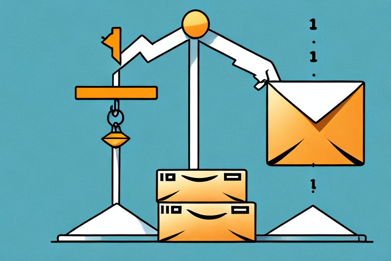 A scale balancing a box labeled with a dollar sign and an amazon package