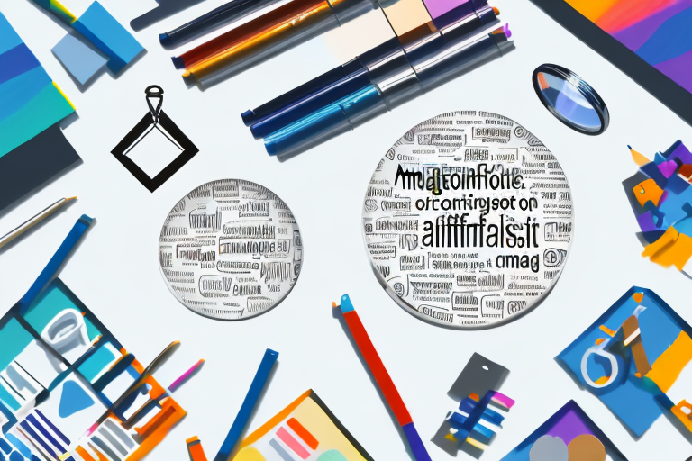 A magnifying glass hovering over a diverse array of products