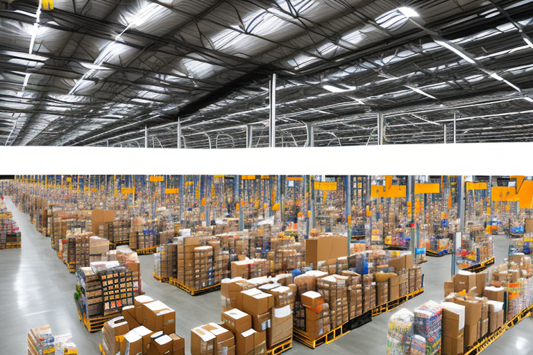 An amazon warehouse filled with various packages