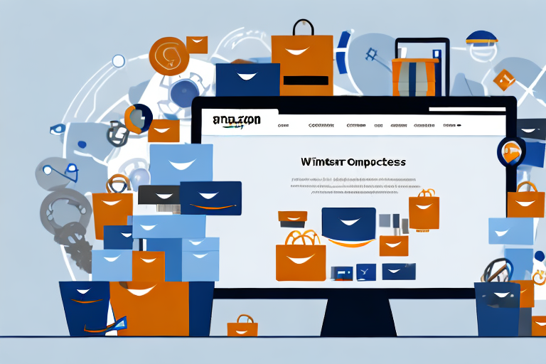 A computer screen displaying an amazon webpage with various business tools and options