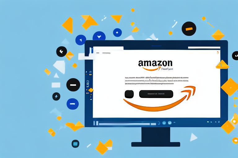 A computer screen showing the amazon homepage with a large