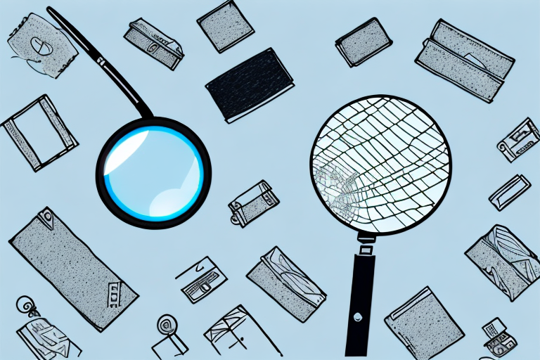 A magnifying glass hovering over a variety of amazon products like books