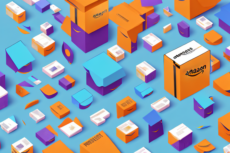 A variety of different sized boxes with the amazon color scheme