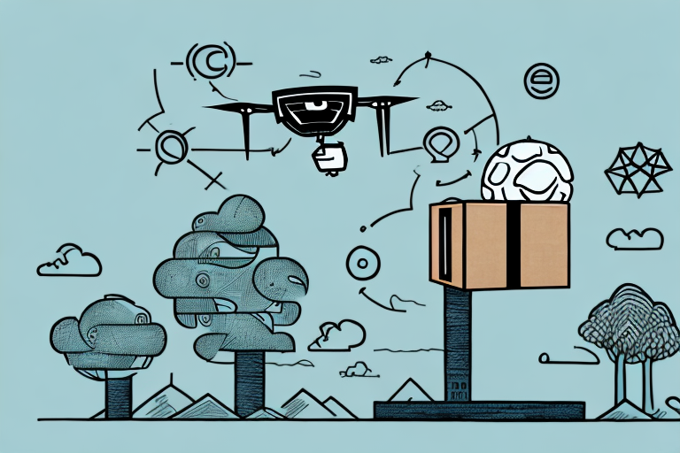 A balanced scale with amazon's symbolic elements such as a cardboard box and a delivery drone on one side