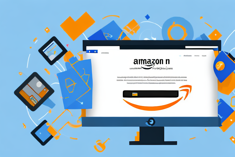 A computer screen showing the amazon homepage with a highlighted "create an account" button