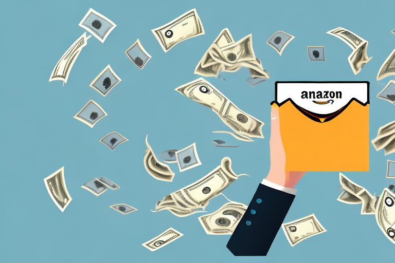 An amazon package exchanging hands with money symbol hovering above it