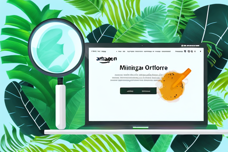 A magnifying glass hovering over an amazon jungle-themed e-commerce platform