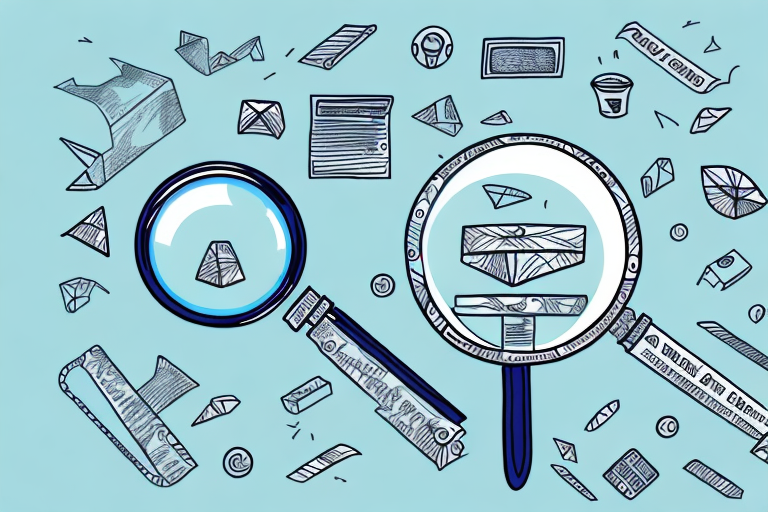 A magnifying glass hovering over a stylized amazon marketplace filled with various product icons