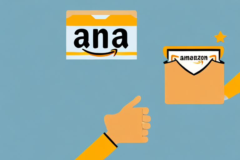 An amazon package being handed over a counter with a price tag attached